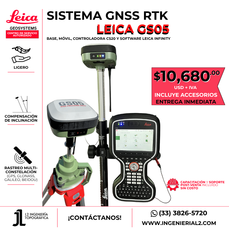 GNSS accesible, ligero y preciso de Leica, que te permite medir más rápido, con menos esfuerzo y mayor productividad en cualquier entorno