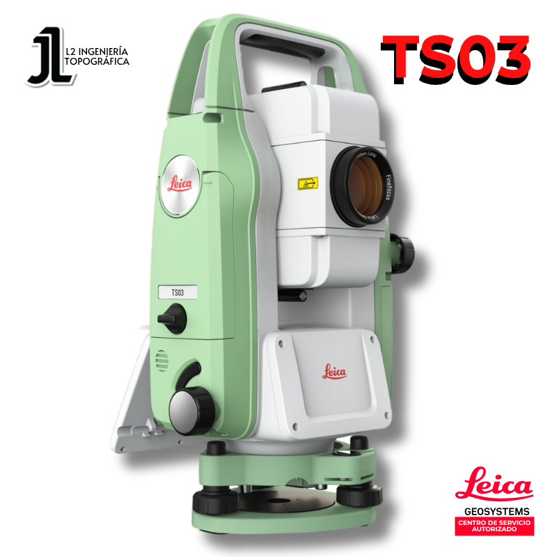 Estación Total Leica TS03, precisión confiable y diseño robusto para levantamientos topográficos y replanteos en obra, con medición sin prisma hasta 500 m